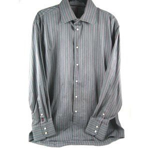 Verticale Mens L Black/Grey 100% Cotton Striped Size L Dress Shirt